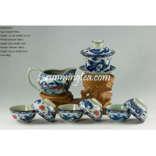 Traditional Dragon & Phenix Tea Set- 1 Gaiwan, 1 Pitcher and 6 Cups